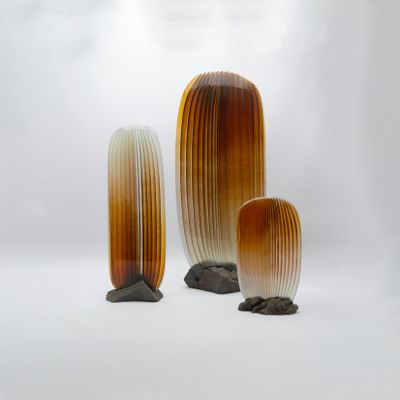 Unique pieces - Contemporary glass sculpture set - amber - JONATHAN AUSSERESSE