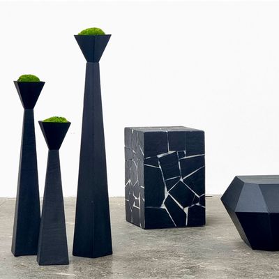 Jardinières - Poetic, 3 sculptures en ardoise naturelle, Hauteur 52,72, 92 cm - ARDOISE DESIGN