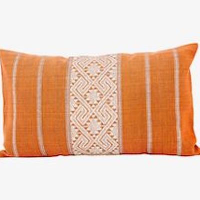 Fabric cushions - Cotton and Vine Cushion Cover | The Flowers of Kudzu Vine Pattern | - NIKONE HANDCRAFT, LAOS