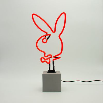 Table lamps - Playboy Glass Neon Sign (Concrete base) - Bunny - Red - LOCOMOCEAN