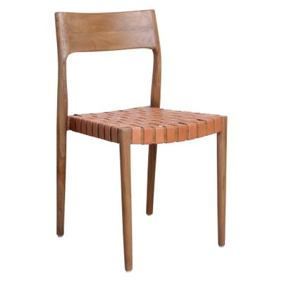 Chaises - Chaise de salle à manger Freya cuir naturel + noir - RAW MATERIALS