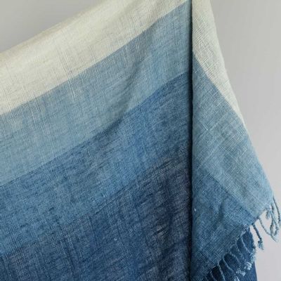 Throw blankets - Gradient Blue Ikat Cotton Throw - TAI BAAN CRAFTS