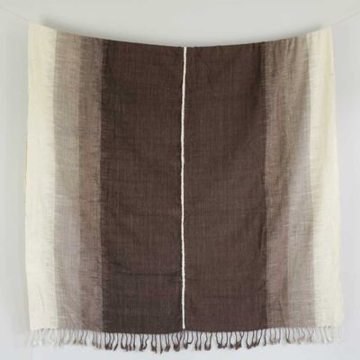 Homewear - Gradient Brown Ikat Cotton Throw - TAI BAAN CRAFTS