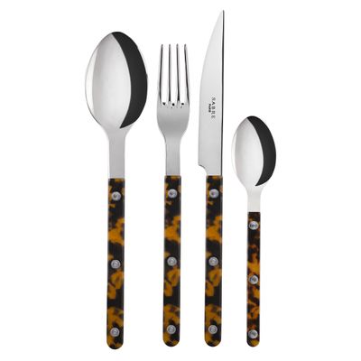 Flatware - 4 pieces cutlery set - Bistrot, Faux Tortoise - SABRE PARIS