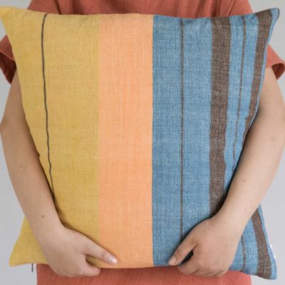 Fabric cushions - Beach Day Striped Cotton Cushion Cover - TAI BAAN CRAFTS