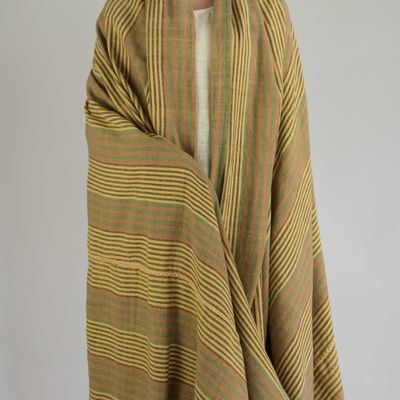 Throw blankets - Retro Turmeric Striped Cotton Throw - TAI BAAN CRAFTS