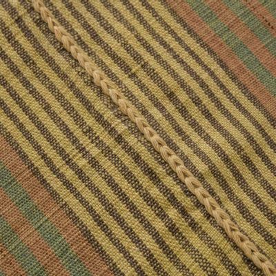 Throw blankets - Retro Turmeric Striped Cotton Throw - TAI BAAN CRAFTS