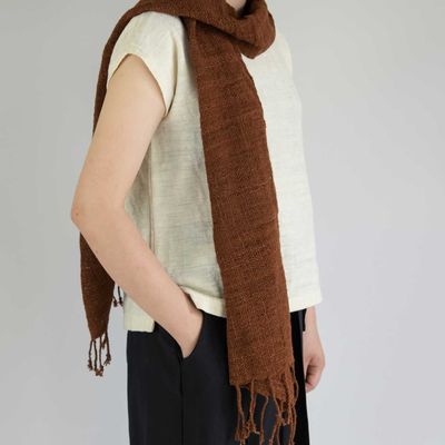 Scarves - Terracotta Narrow Cotton Scarf - TAI BAAN CRAFTS