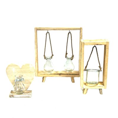 Decorative objects - Wooden heart/frame with hanging glass - HENDRIKS DECO BV