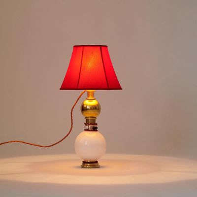 Verre d'art - Lampe de bureau vintage en laiton rouge - MARINA BLANCA