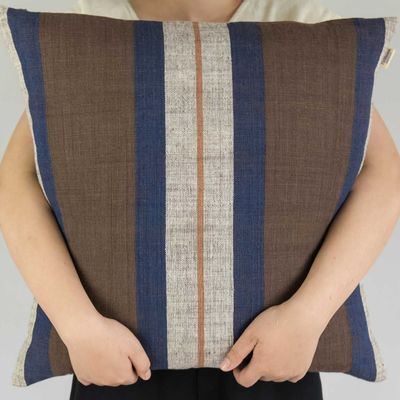 Cushions - Thick & Thin Earthy Striped Cotton Cushion Cover - TAI BAAN CRAFTS