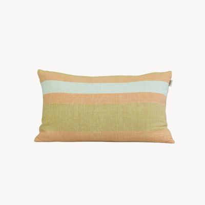 Fabric cushions - Fading Salmon Striped Cotton Cushion Cover - TAI BAAN CRAFTS