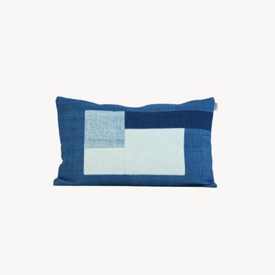 Fabric cushions - Indigo Blue Patchwork Cotton Cushion Cover (30cm x50cm) - TAI BAAN CRAFTS