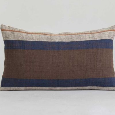 Fabric cushions - Baked Brown Striped Cotton Cushion Cover - TAI BAAN CRAFTS