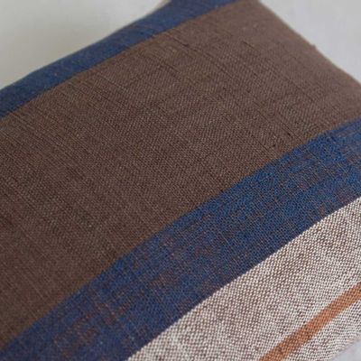 Fabric cushions - Baked Brown Striped Cotton Cushion Cover - TAI BAAN CRAFTS