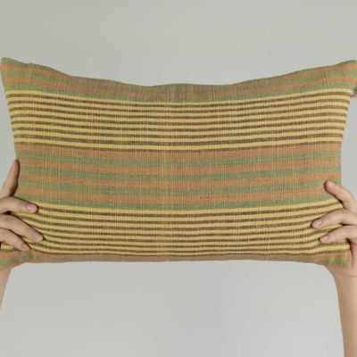 Fabric cushions - Retro Honey Striped Cotton Cushion Cover - TAI BAAN CRAFTS