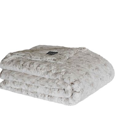 Comforters and pillows - Frost brown - Faux fur blanket - DECKENKUNST MANUFAKTUR GERMANY
