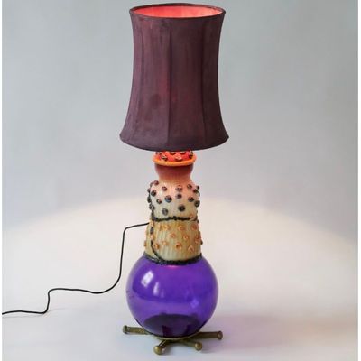 Unique pieces - Vintage dotted Glass Lamp - MARINA BLANCA