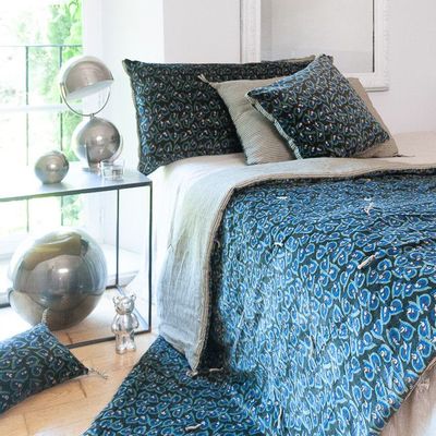 Bed linens - Art Deco Plaid 140X220 Cm Olive - EN FIL D'INDIENNE...