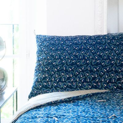 Fabric cushions - Art Deco Pillow Case 50X75 Cm  Indigo - INDIAN SONG