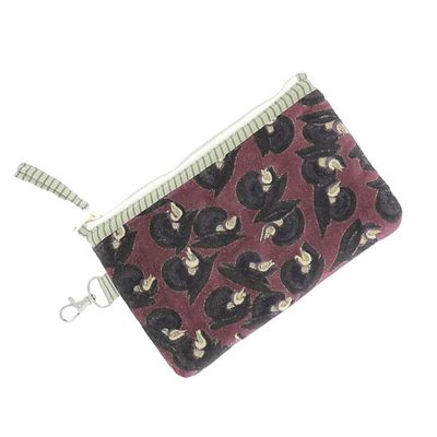 Linge de lit - ART DECO Trousse Plate 13x20 cm BORDEAUX - EN FIL D'INDIENNE...