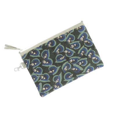Coussins textile - ART DECO Trousse Plate Large 18x26 cm OLIVE - EN FIL D'INDIENNE...