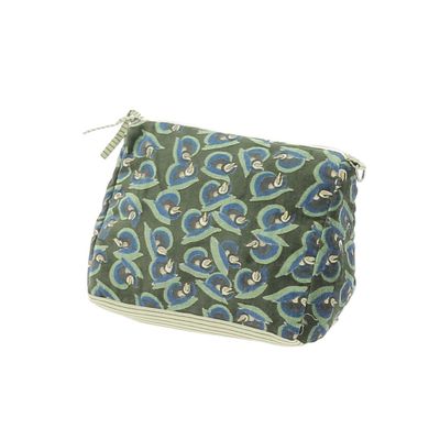 Coussins textile - ART DECO Trousse de toilette 18X26X12 cm OLIVE - EN FIL D'INDIENNE...