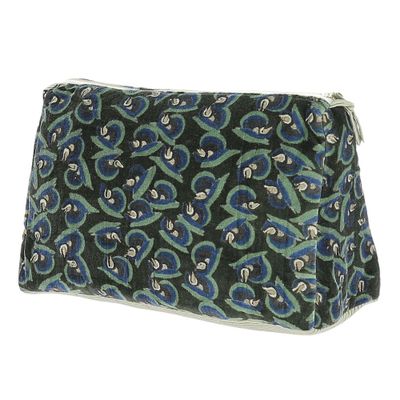 Coussins textile - ART DECO Trousse de toilette XL 34X22X15 cm OLIVE - EN FIL D'INDIENNE...