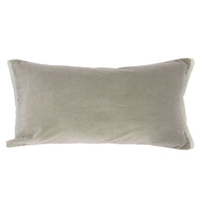 Fabric cushions - BADALPUR Ananbo gray monochrome printed linen cushion cover 50x100 cm Beige - EN FIL D'INDIENNE...