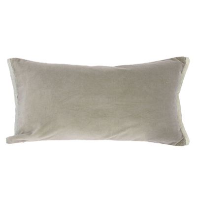 Coussins textile - BADALPUR Housse de coussin en lin imprimé monochrome gris Ananbo 50x100 cm Beige - EN FIL D'INDIENNE...