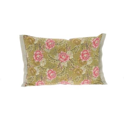 Fabric cushions - BLOOM CUSHION COVER 35X50 OLIVE - EN FIL D'INDIENNE...