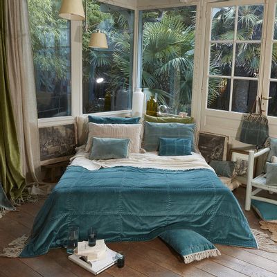 Linge de lit - BOHO Dessus de lit 240x250cm BOHO CANARD - EN FIL D'INDIENNE...