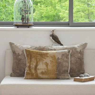 Coussins textile - CAMPAGNE Housse de coussin imprimé Ananbô 40x55 cm OCRE - EN FIL D'INDIENNE...