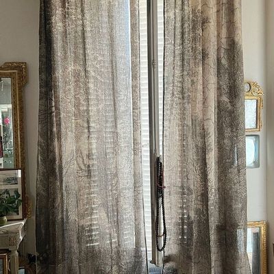 Curtains and window coverings - CAMPAGNE linen curtain 140x300cm - curtain N°1 CAMPAGNE GRISAILLE - EN FIL D'INDIENNE...