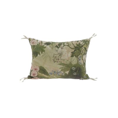 Fabric cushions - COCHIN Ananbo multicolored printed linen cushion cover 25x35 cm - FLEUR - EN FIL D'INDIENNE...