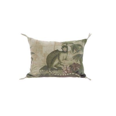 Fabric cushions - COCHIN Housse de coussin en lin imprimé multicolore Ananbo 25X35 cm - SINGE - EN FIL D'INDIENNE...