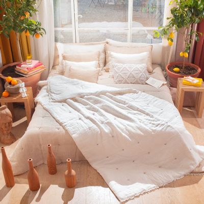 Plaids - ETAMINE Edredon 140X240 cm ETAMINE 2 BLANC - EN FIL D'INDIENNE...