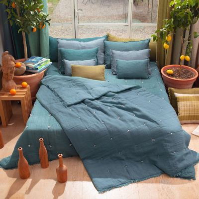 Throw blankets - Etamine Quilt 140X240 Cm Etamine 2 Indigo - EN FIL D'INDIENNE...