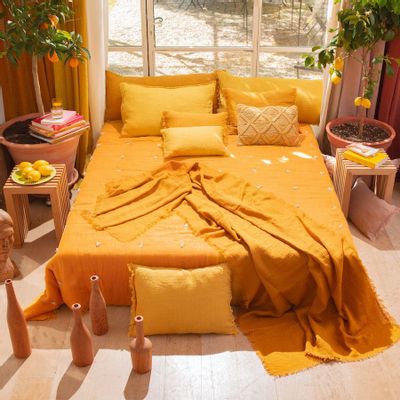 Plaids - ETAMINE Edredon 220x240 cm ETAMINE 2 TABAC - EN FIL D'INDIENNE...