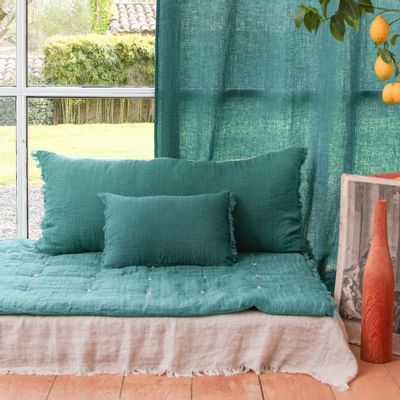 Coussins textile - ETAMINEE Housse de coussin 45x100 cm - EN FIL D'INDIENNE...
