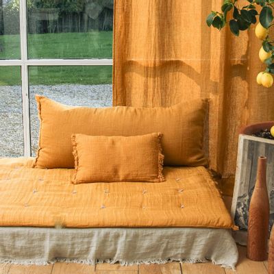 Coussins textile - ETAMINEE Housse de coussin 45x100 cm - EN FIL D'INDIENNE...