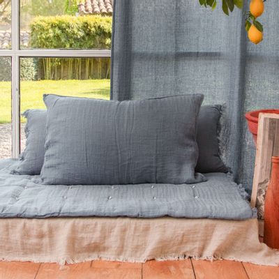 Fabric cushions - Etamine Cushion Cover 50X75 Cm Etamine 2 Indigo - EN FIL D'INDIENNE...