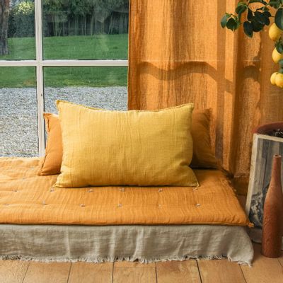 Fabric cushions - ETAMINE Cushion Cover 50x75 cm ETAMINE 2 OCRE - EN FIL D'INDIENNE...