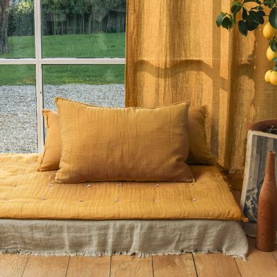 Curtains and window coverings - Etamine Cushion Cover 50X75 Cm Etamine 2 Tabac - EN FIL D'INDIENNE...
