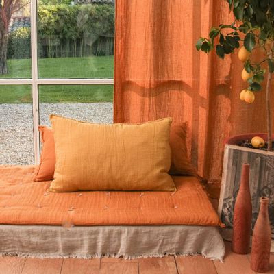Coussins textile - ETAMINE Housse de Coussin 50x75 cm ETAMINE 2 TERRACOTA - EN FIL D'INDIENNE...