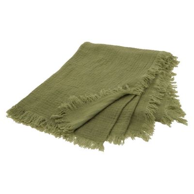 Linge de lit - Jetée de lit ETAMINE en lin 220x240 cm ETAMINE 2 KAKI - EN FIL D'INDIENNE...