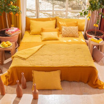 Fabric cushions - Etamine Sofa Cover 90X200 Cm Etamine 2 Ocre - EN FIL D'INDIENNE...