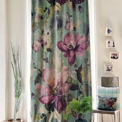 Curtains and window coverings - FLORA curtain 140x300cm  curtain N°2 FLORA CELADON - EN FIL D'INDIENNE...