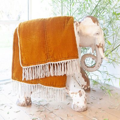 Throw blankets - Fortuna Plaid 100X250 Cm Tabac - EN FIL D'INDIENNE...
