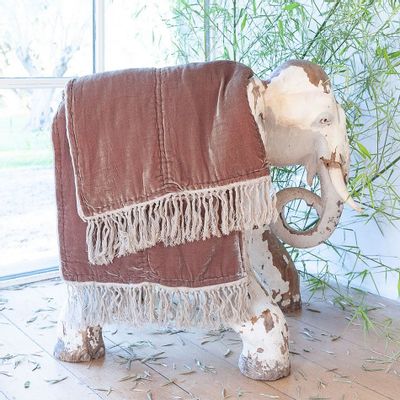 Linge de lit - FORTUNA Plaid 100x250 cm TAUPE - EN FIL D'INDIENNE...